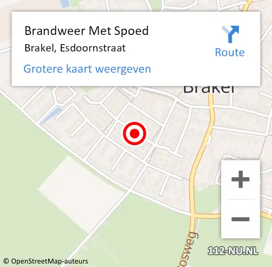 Locatie op kaart van de 112 melding: Brandweer Met Spoed Naar Brakel, Esdoornstraat op 28 maart 2021 01:56