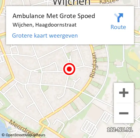 Locatie op kaart van de 112 melding: Ambulance Met Grote Spoed Naar Wijchen, Haagdoornstraat op 28 maart 2021 04:30