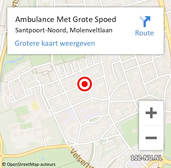 Locatie op kaart van de 112 melding: Ambulance Met Grote Spoed Naar Santpoort-Noord, Molenveltlaan op 28 maart 2021 04:40