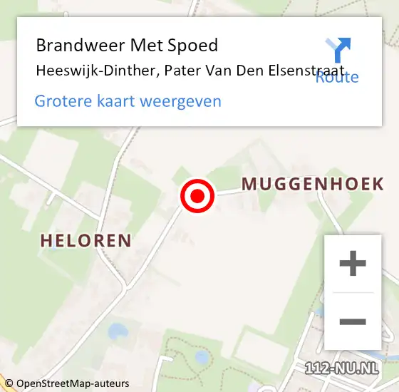 Locatie op kaart van de 112 melding: Brandweer Met Spoed Naar Heeswijk-Dinther, Pater Van Den Elsenstraat op 28 maart 2021 05:17