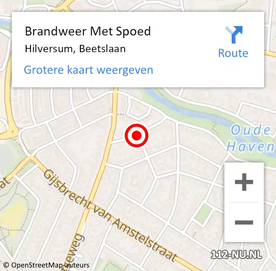 Locatie op kaart van de 112 melding: Brandweer Met Spoed Naar Hilversum, Beetslaan op 28 maart 2021 09:18