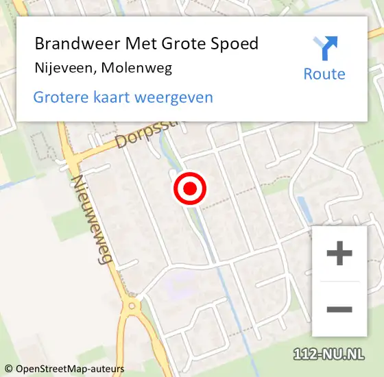 Locatie op kaart van de 112 melding: Brandweer Met Grote Spoed Naar Nijeveen, Molenweg op 28 maart 2021 09:21