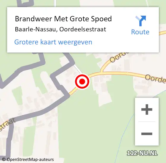 Locatie op kaart van de 112 melding: Brandweer Met Grote Spoed Naar Baarle-Nassau, Oordeelsestraat op 28 maart 2021 09:30