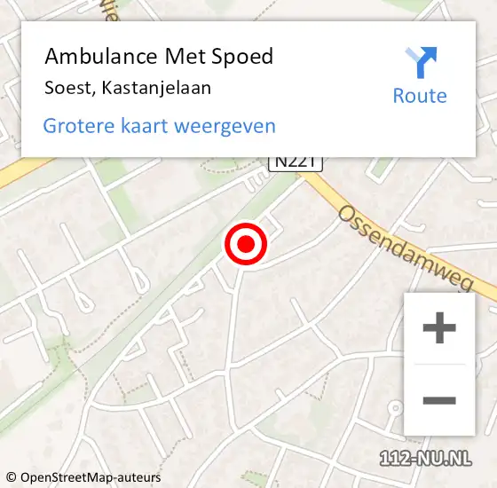 Locatie op kaart van de 112 melding: Ambulance Met Spoed Naar Soest, Kastanjelaan op 6 juni 2014 09:49