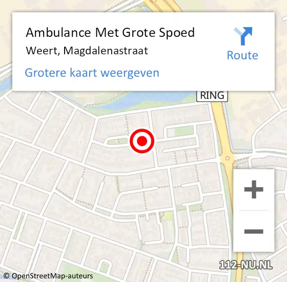 Locatie op kaart van de 112 melding: Ambulance Met Grote Spoed Naar Weert, Magdalenastraat op 28 maart 2021 11:29