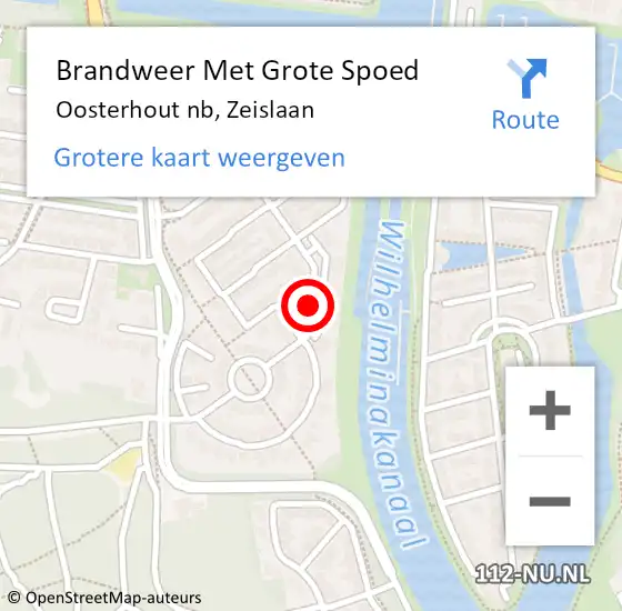Locatie op kaart van de 112 melding: Brandweer Met Grote Spoed Naar Oosterhout nb, Zeislaan op 28 maart 2021 11:29