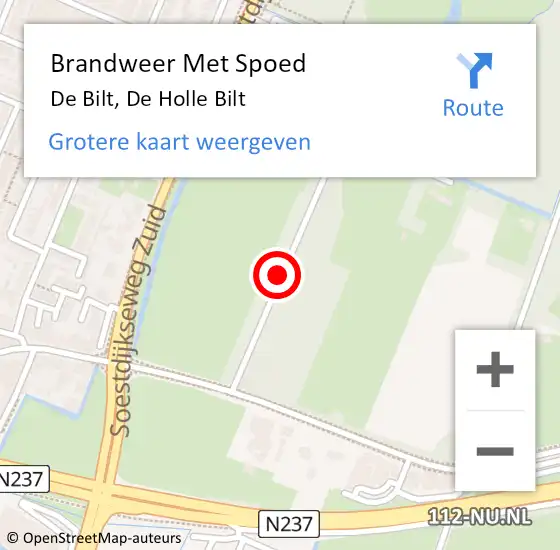 Locatie op kaart van de 112 melding: Brandweer Met Spoed Naar De Bilt, De Holle Bilt op 28 maart 2021 12:15