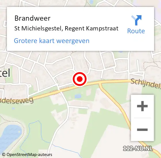 Locatie op kaart van de 112 melding: Brandweer St Michielsgestel, Regent Kampstraat op 6 juni 2014 10:10