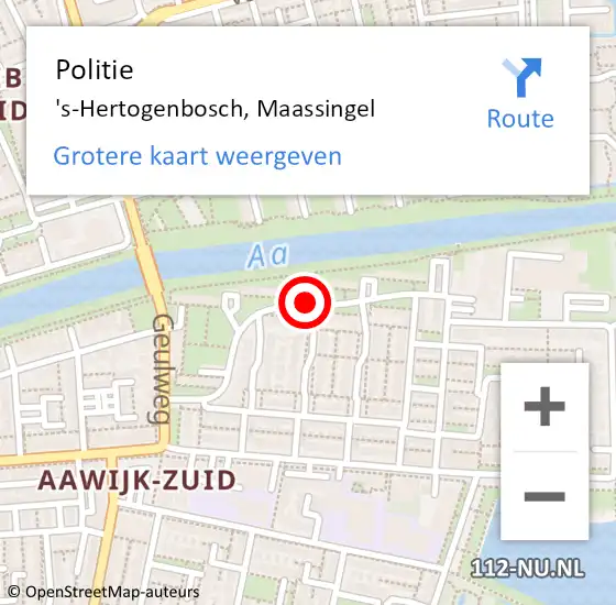 Locatie op kaart van de 112 melding: Politie 's-Hertogenbosch, Maassingel op 28 maart 2021 16:05