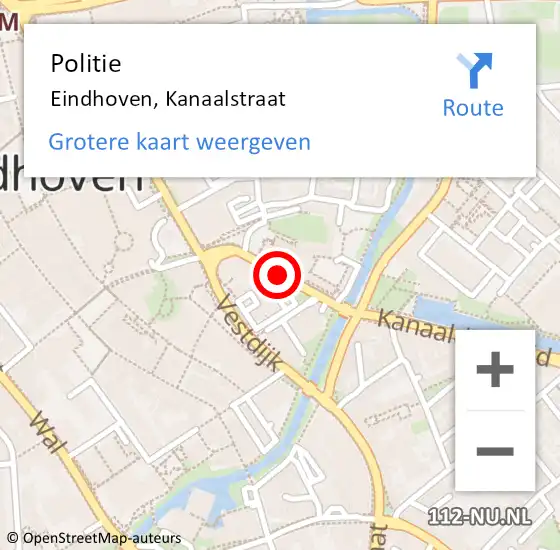 Locatie op kaart van de 112 melding: Politie Eindhoven, Kanaalstraat op 28 maart 2021 17:11