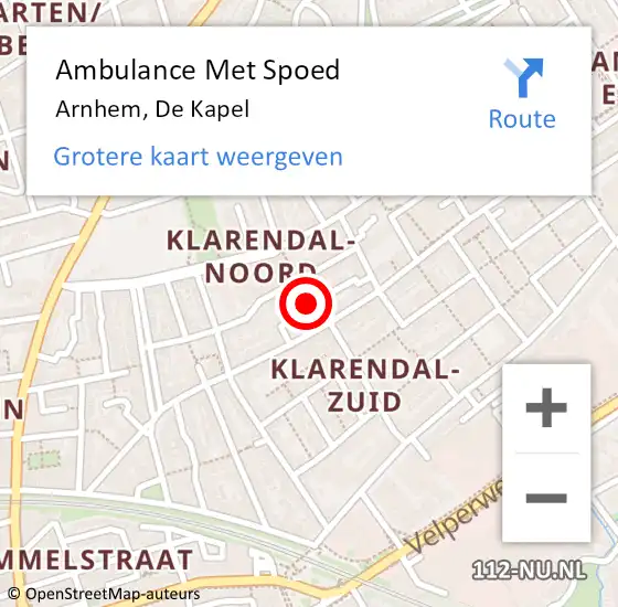 Locatie op kaart van de 112 melding: Ambulance Met Spoed Naar Arnhem, De Kapel op 28 maart 2021 17:26