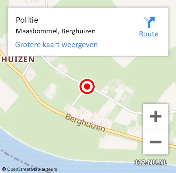 Locatie op kaart van de 112 melding: Politie Maasbommel, Berghuizen op 6 juni 2014 10:15