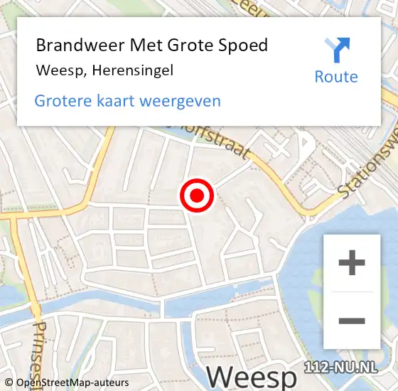 Locatie op kaart van de 112 melding: Brandweer Met Grote Spoed Naar Weesp, Herensingel op 28 maart 2021 18:02