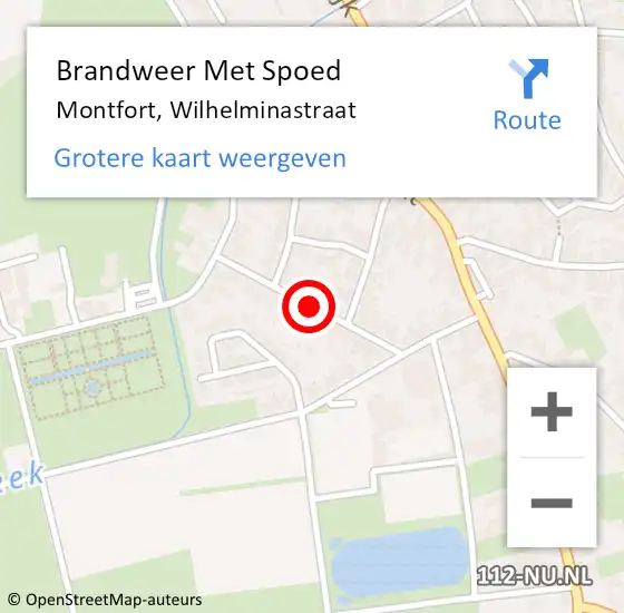 Locatie op kaart van de 112 melding: Brandweer Met Spoed Naar Montfort, Wilhelminastraat op 28 maart 2021 18:05