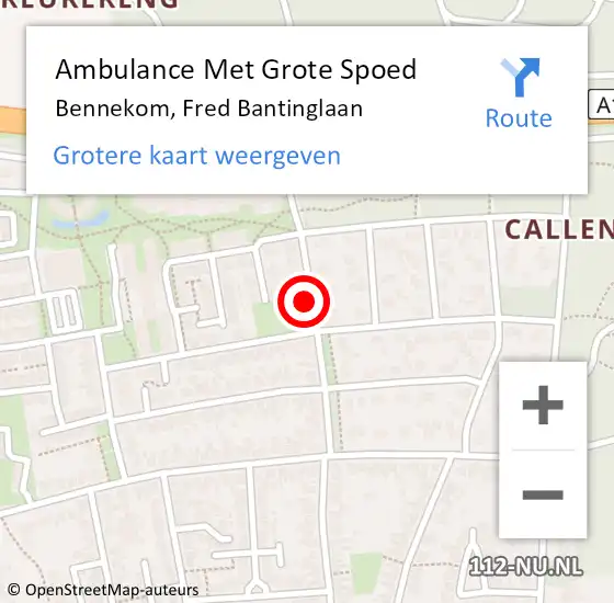 Locatie op kaart van de 112 melding: Ambulance Met Grote Spoed Naar Bennekom, Fred Bantinglaan op 28 maart 2021 18:39