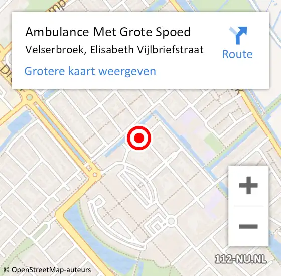 Locatie op kaart van de 112 melding: Ambulance Met Grote Spoed Naar Velserbroek, Elisabeth Vijlbriefstraat op 28 maart 2021 19:31