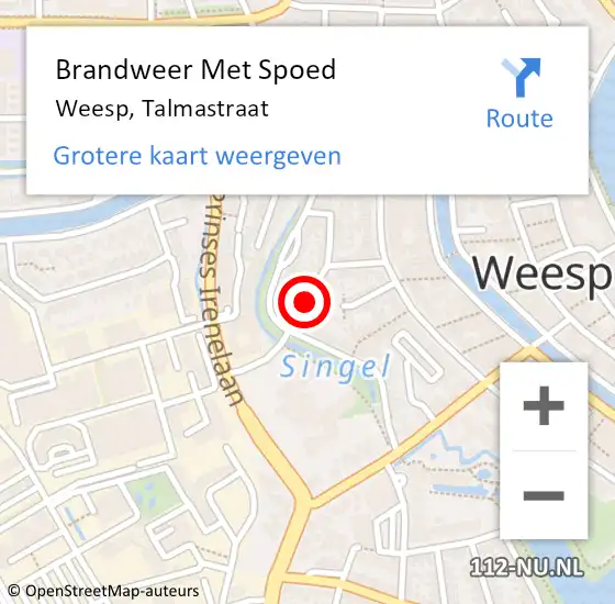 Locatie op kaart van de 112 melding: Brandweer Met Spoed Naar Weesp, Talmastraat op 28 maart 2021 20:07