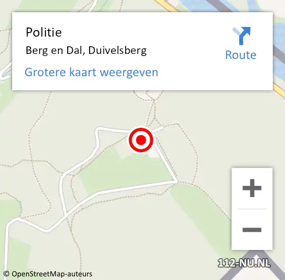 Locatie op kaart van de 112 melding: Politie Berg en Dal, Duivelsberg op 28 maart 2021 20:17