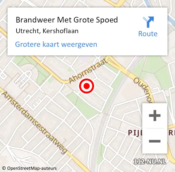 Locatie op kaart van de 112 melding: Brandweer Met Grote Spoed Naar Utrecht, Kershoflaan op 28 maart 2021 20:41