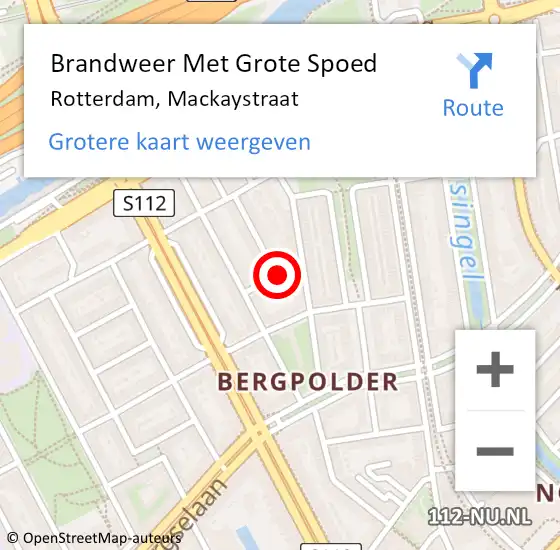 Locatie op kaart van de 112 melding: Brandweer Met Grote Spoed Naar Rotterdam, Mackaystraat op 28 maart 2021 21:11