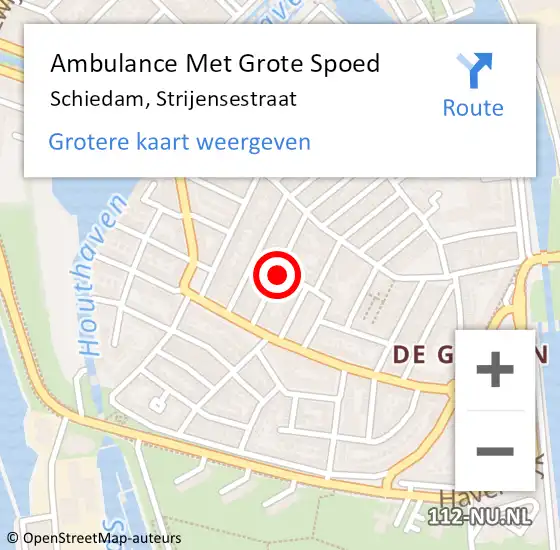 Locatie op kaart van de 112 melding: Ambulance Met Grote Spoed Naar Schiedam, Strijensestraat op 28 maart 2021 22:35