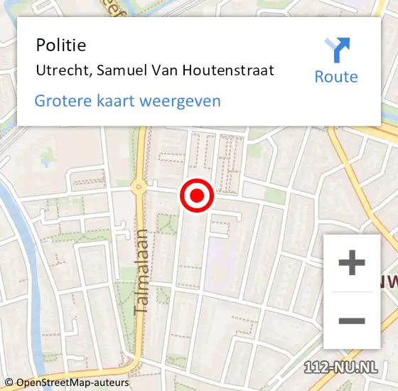 Locatie op kaart van de 112 melding: Politie Utrecht, Samuel Van Houtenstraat op 28 maart 2021 22:55