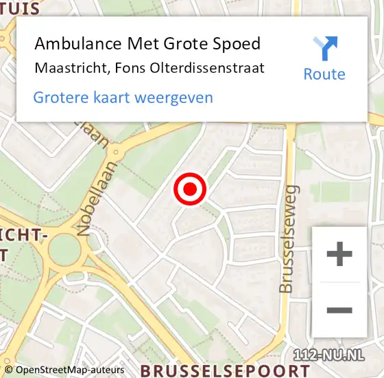 Locatie op kaart van de 112 melding: Ambulance Met Grote Spoed Naar Maastricht, Fons Olterdissenstraat op 6 juni 2014 10:39