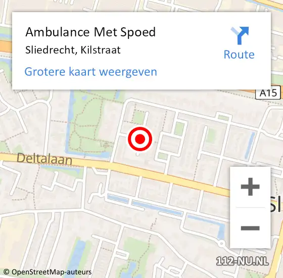 Locatie op kaart van de 112 melding: Ambulance Met Spoed Naar Sliedrecht, Kilstraat op 29 maart 2021 05:26