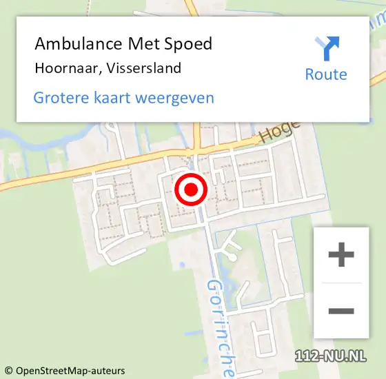 Locatie op kaart van de 112 melding: Ambulance Met Spoed Naar Hoornaar, Vissersland op 29 maart 2021 07:08