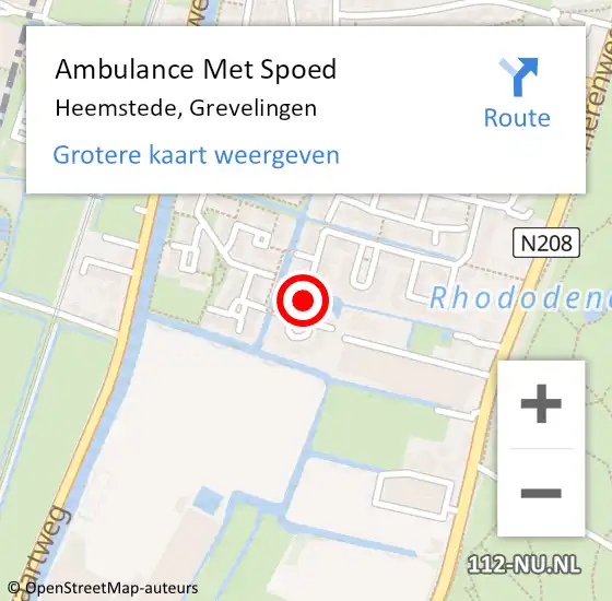 Locatie op kaart van de 112 melding: Ambulance Met Spoed Naar Heemstede, Grevelingen op 29 maart 2021 07:53