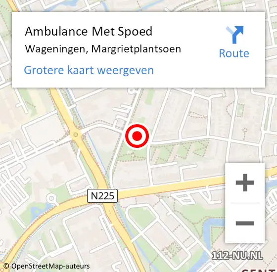 Locatie op kaart van de 112 melding: Ambulance Met Spoed Naar Wageningen, Margrietplantsoen op 29 maart 2021 08:10