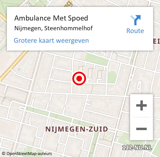 Locatie op kaart van de 112 melding: Ambulance Met Spoed Naar Nijmegen, Steenhommelhof op 29 maart 2021 08:34