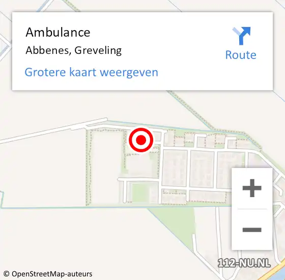 Locatie op kaart van de 112 melding: Ambulance Abbenes, Greveling op 29 maart 2021 09:16