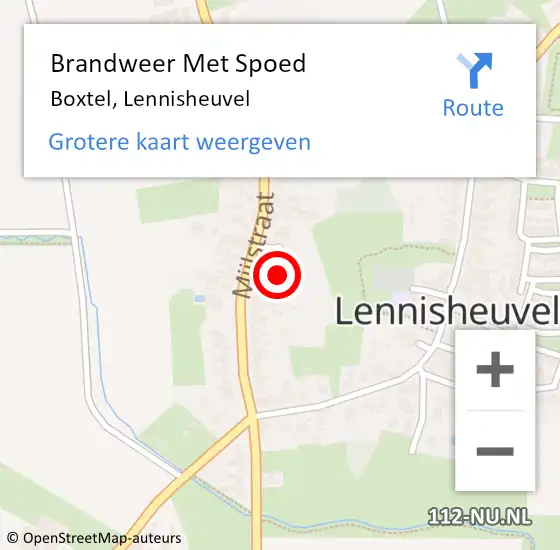Locatie op kaart van de 112 melding: Brandweer Met Spoed Naar Boxtel, Lennisheuvel op 29 maart 2021 09:38