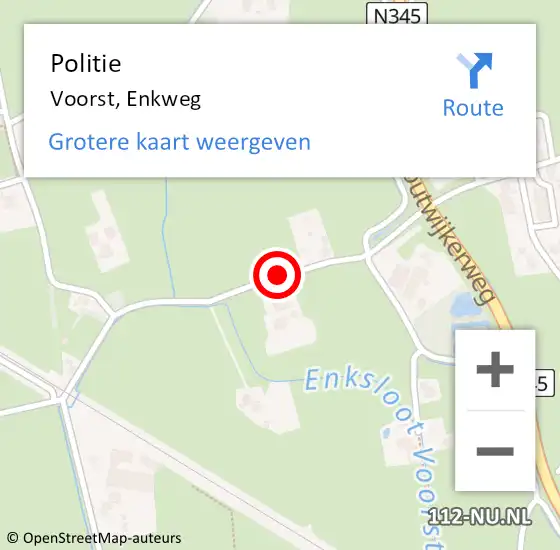 Locatie op kaart van de 112 melding: Politie Voorst, Enkweg op 29 maart 2021 10:23