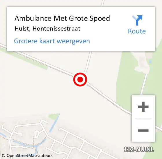 Locatie op kaart van de 112 melding: Ambulance Met Grote Spoed Naar Hulst, Hontenissestraat op 29 maart 2021 12:02