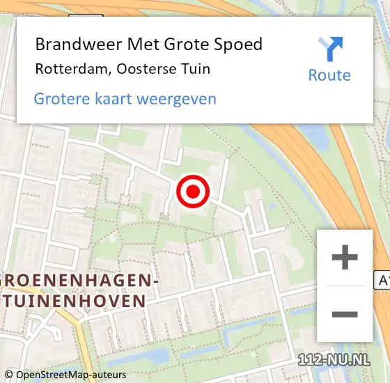 Locatie op kaart van de 112 melding: Brandweer Met Grote Spoed Naar Rotterdam, Oosterse Tuin op 29 maart 2021 12:06