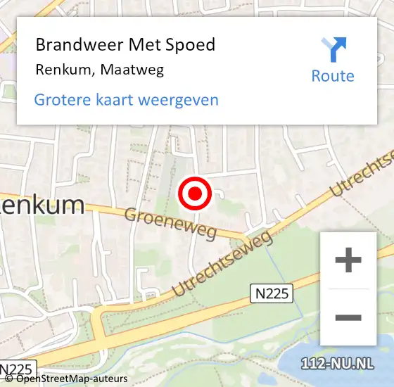 Locatie op kaart van de 112 melding: Brandweer Met Spoed Naar Renkum, Maatweg op 29 maart 2021 13:17