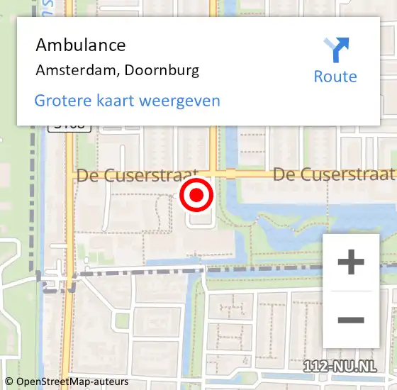 Locatie op kaart van de 112 melding: Ambulance Amsterdam, Doornburg op 29 maart 2021 13:30