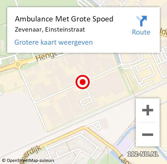 Locatie op kaart van de 112 melding: Ambulance Met Grote Spoed Naar Zevenaar, Einsteinstraat op 29 maart 2021 15:26