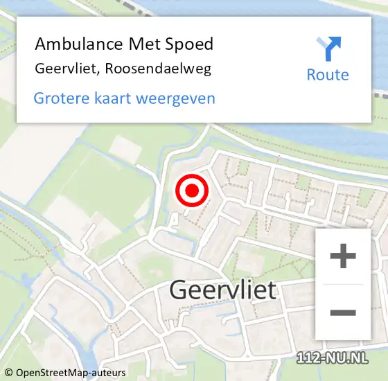 Locatie op kaart van de 112 melding: Ambulance Met Spoed Naar Geervliet, Roosendaelweg op 29 maart 2021 15:54