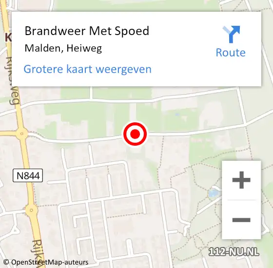 Locatie op kaart van de 112 melding: Brandweer Met Spoed Naar Malden, Heiweg op 29 maart 2021 16:26