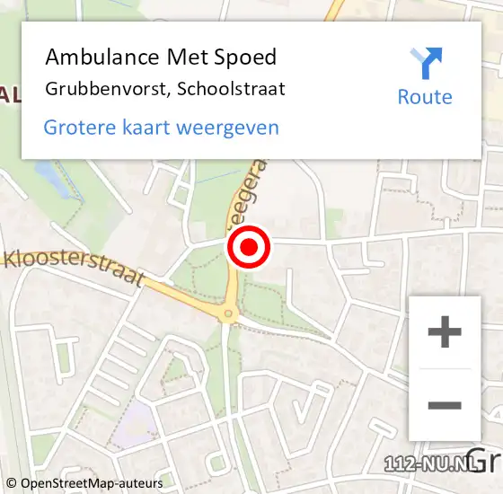 Locatie op kaart van de 112 melding: Ambulance Met Spoed Naar Grubbenvorst, Schoolstraat op 29 maart 2021 16:48