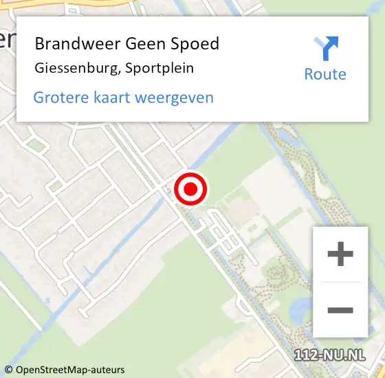 Locatie op kaart van de 112 melding: Brandweer Geen Spoed Naar Giessenburg, Sportplein op 29 maart 2021 20:04