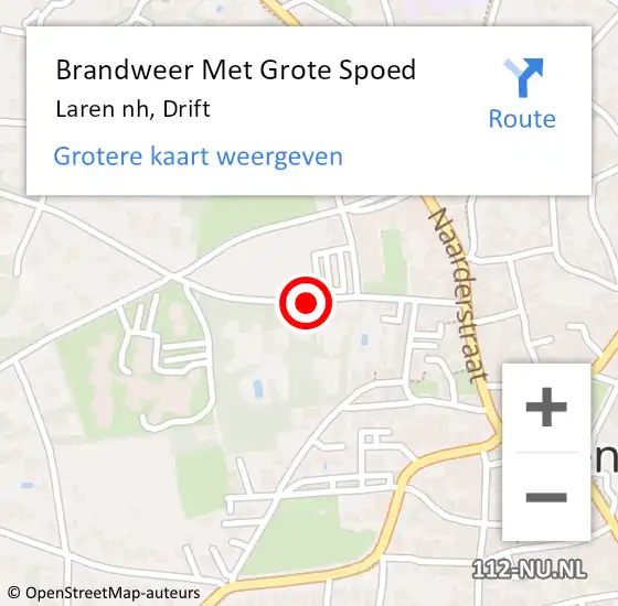 Locatie op kaart van de 112 melding: Brandweer Met Grote Spoed Naar Laren nh, Drift op 29 maart 2021 23:00