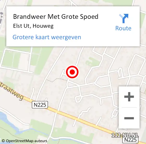 Locatie op kaart van de 112 melding: Brandweer Met Grote Spoed Naar Elst Ut, Houweg op 30 maart 2021 02:27