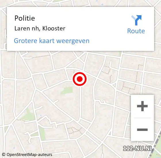 Locatie op kaart van de 112 melding: Politie Laren nh, Klooster op 30 maart 2021 05:05