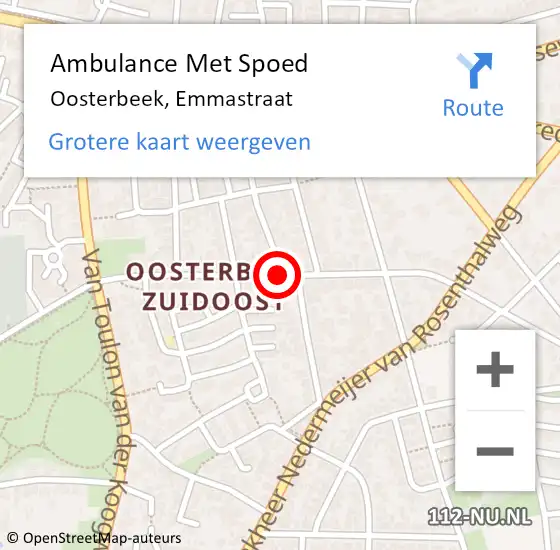 Locatie op kaart van de 112 melding: Ambulance Met Spoed Naar Oosterbeek, Emmastraat op 30 maart 2021 05:39