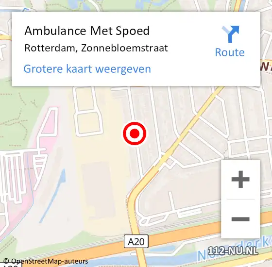 Locatie op kaart van de 112 melding: Ambulance Met Spoed Naar Rotterdam, Zonnebloemstraat op 30 maart 2021 07:28