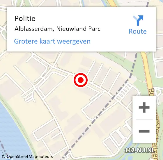 Locatie op kaart van de 112 melding: Politie Alblasserdam, Nieuwland Parc op 30 maart 2021 08:22